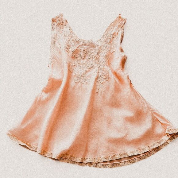 Vintage Pink Silk Tank – Lace Appliqué Feminine Girly Style (Runs S) - Picture 1 of 7